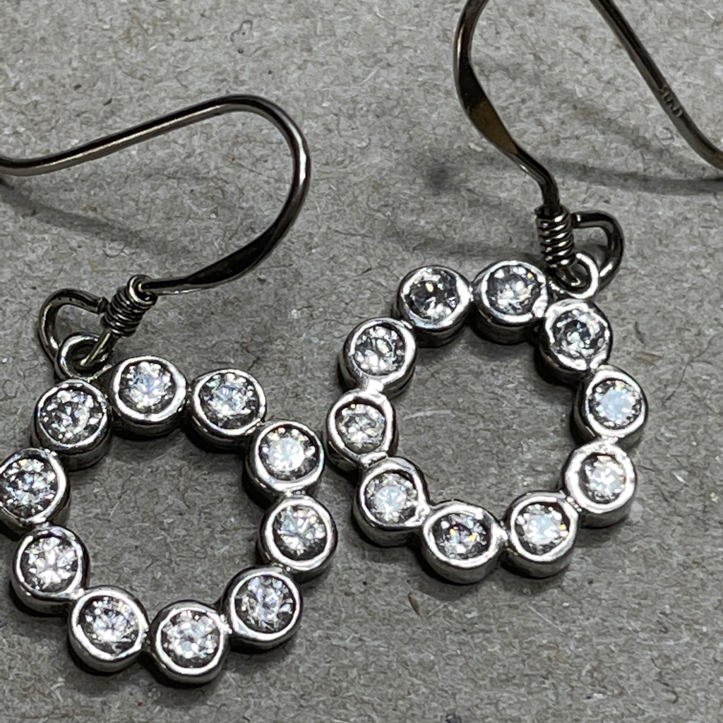 Sterling Silver Better Than Cz Circle Dangle Earrings Tests As Quartz